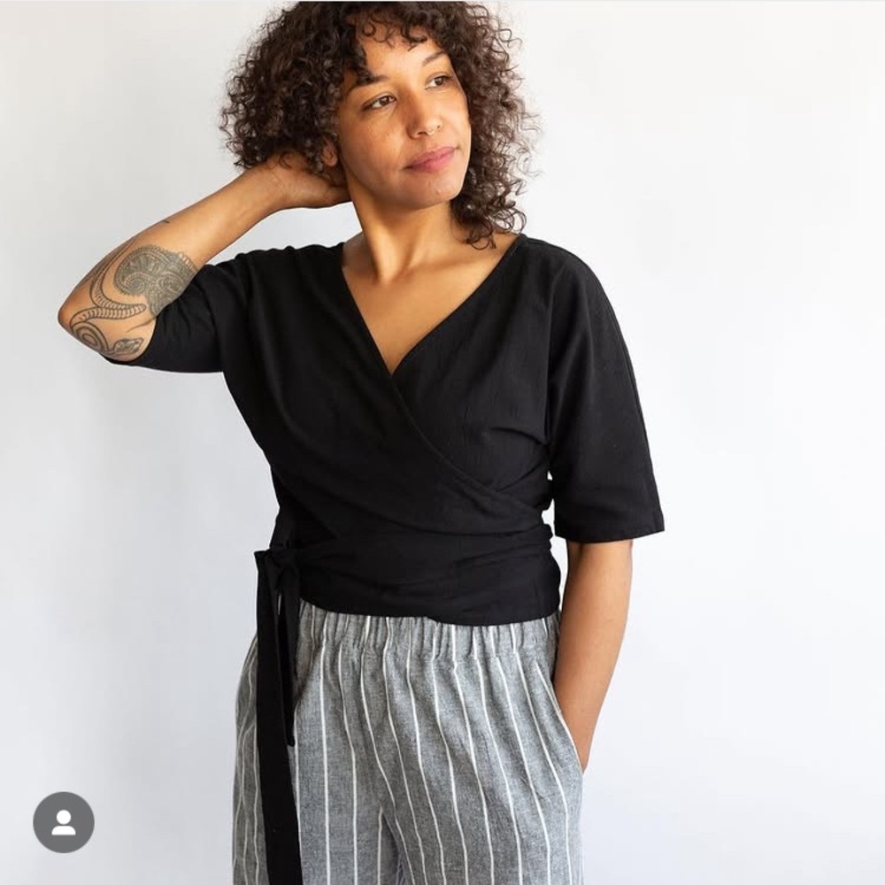 Korinne Vader Wrap Top, Black, SM